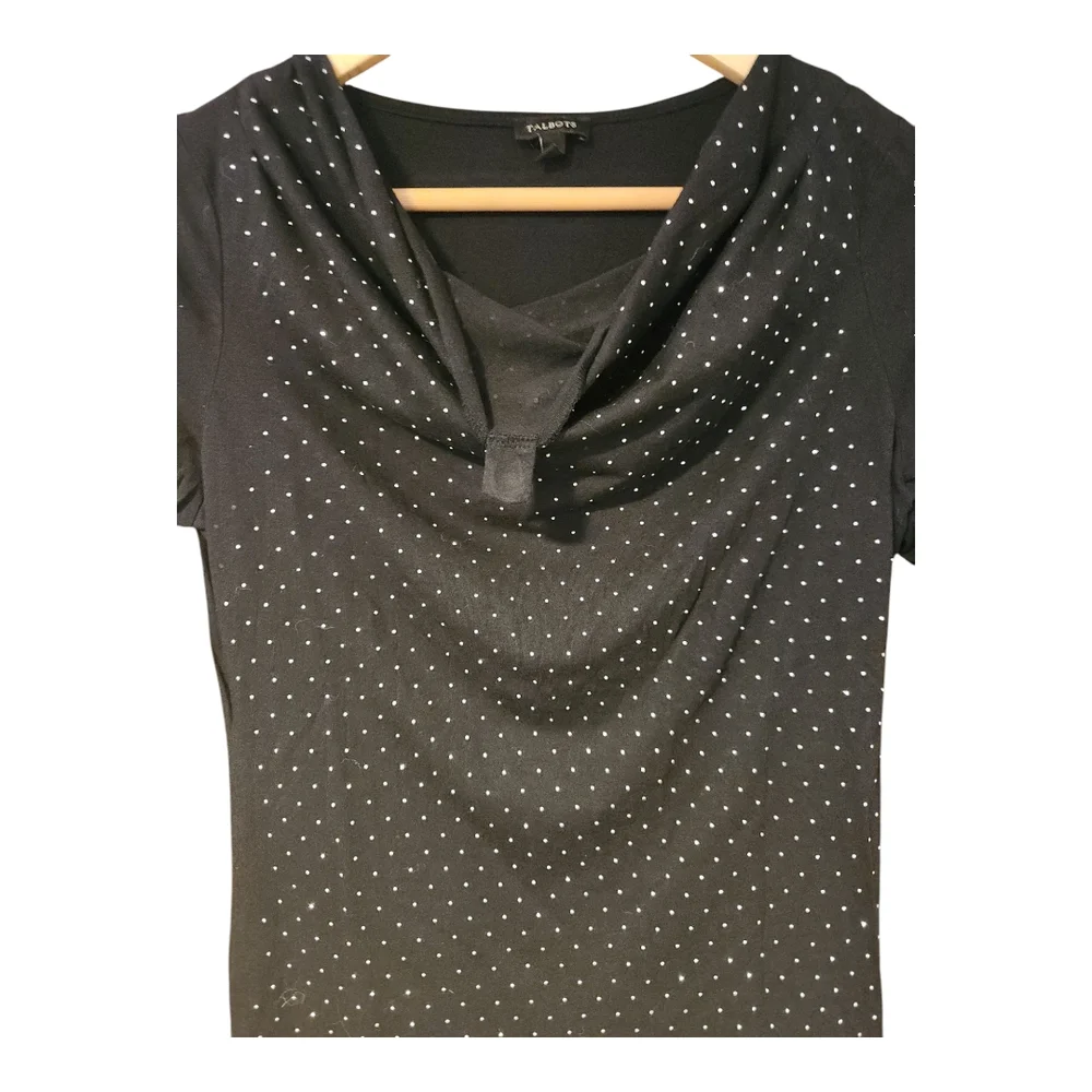 Talbots Black Top with Rhinestones - Picture 4 of 4
